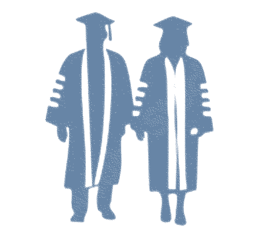Shilhouette Icon of two grads holding hands